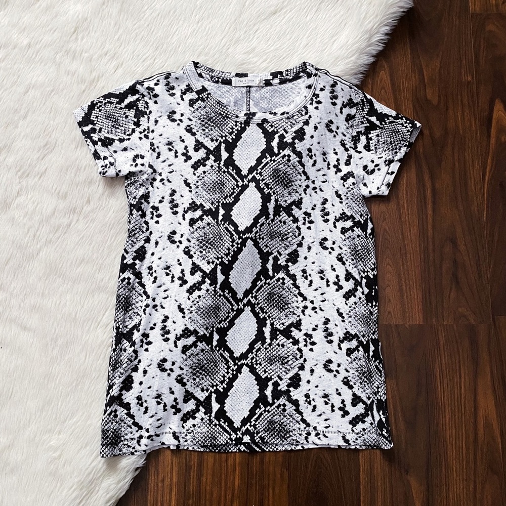 Rag & Bone Snake Print Tee In Black And White - image 3